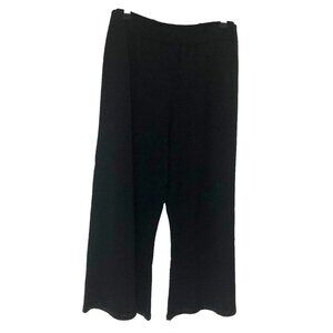 VTG Storybook‎ Knits Womens Black Wide Leg Crop Pants Sz L Embellish Sequin FLAW